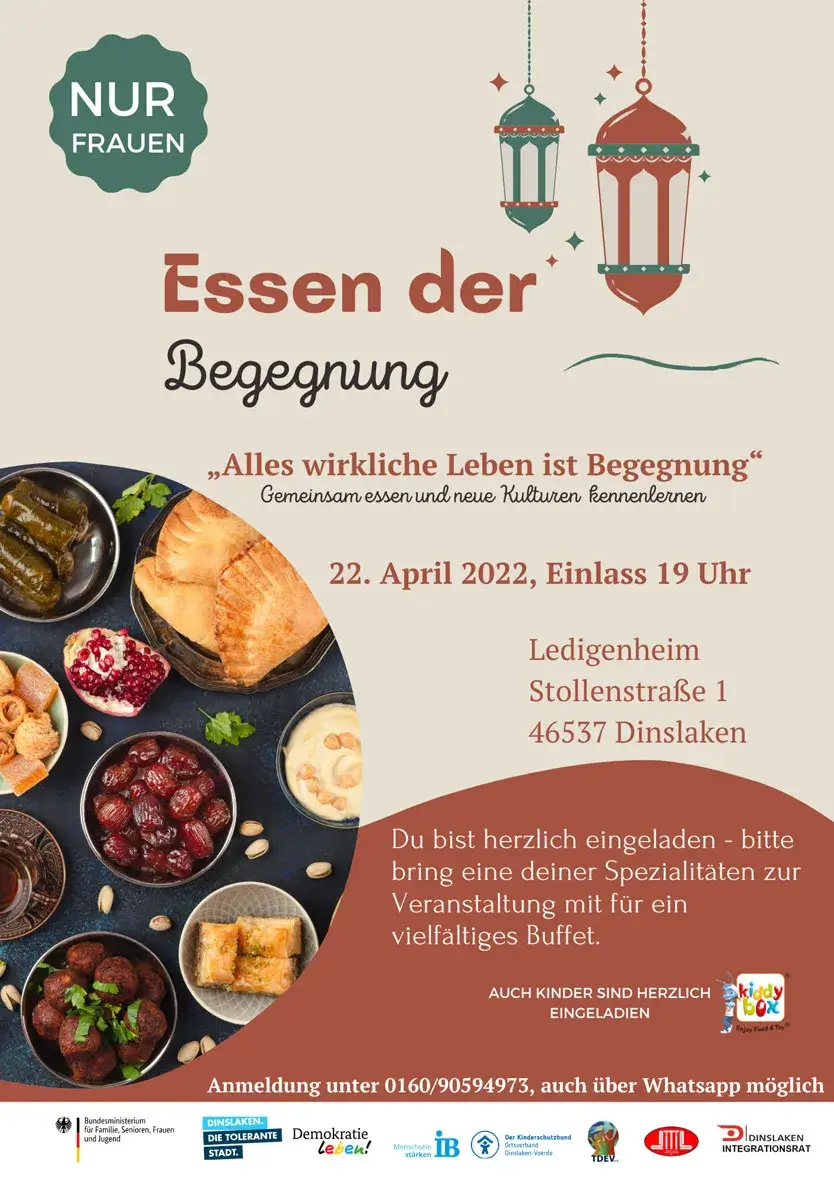 Das Plakat zum Projekt zeigt verschiedene türkische Speisen und informiert über die Termine.
